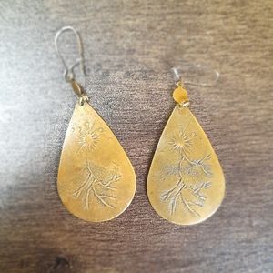 SOLD Gold natural pattern imprinted earrings